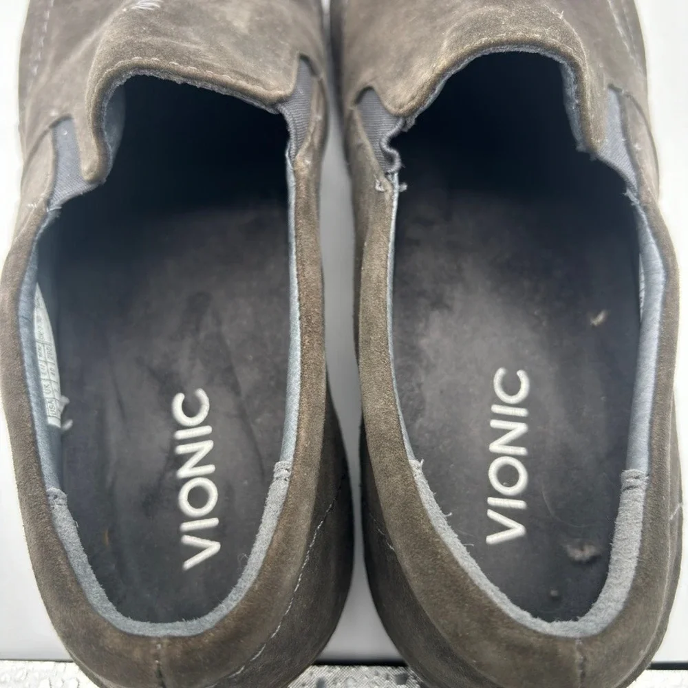 Vionic Addison Loafers Women Sz 9 Grey Suede Orthopedic Comfort Shoes